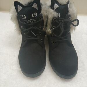 Black Cat Ear Fur Boots
